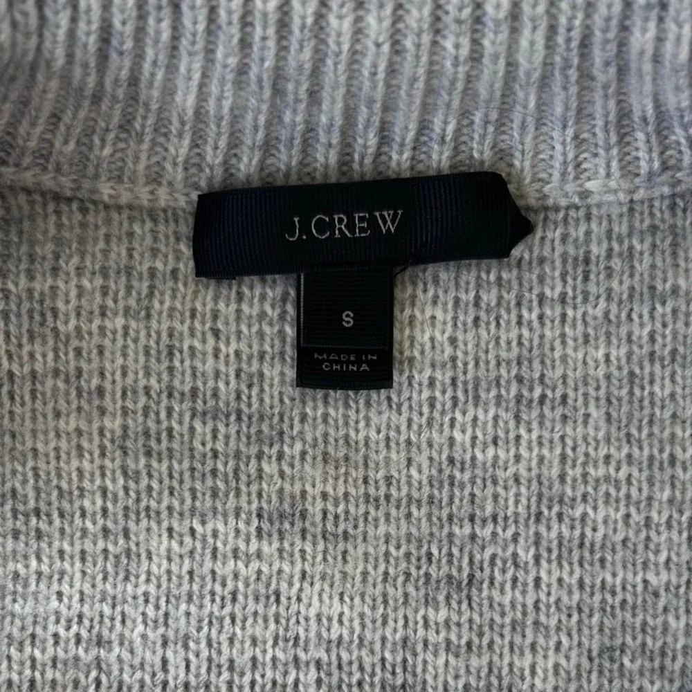 J.Crew Wool Blend Shawl Collar Sweater Men's Small Gray Button Neck Pullover